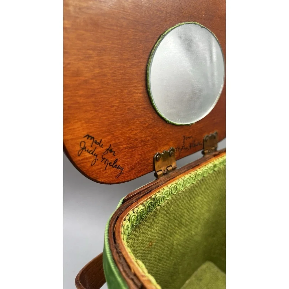 Vtg 1970's Annie Laurie Signed Hand Painted Woven Basket Purse Woodland Velvet‎